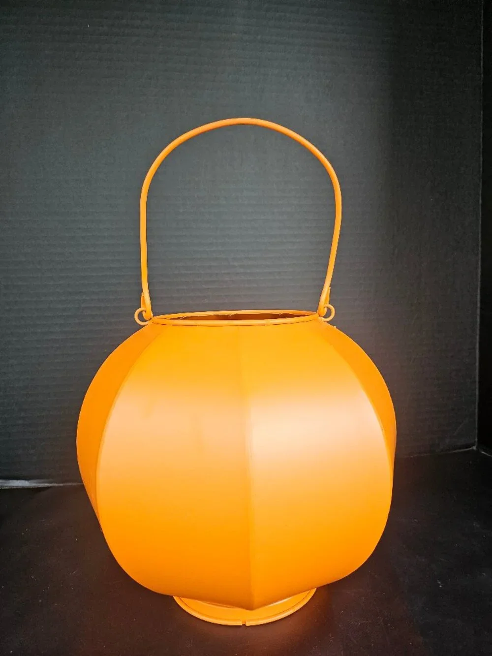 Handcrafted Metal Jack O Lantern With LED Light Festive Orange Halloween Decor